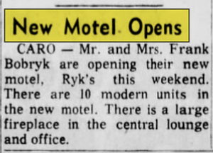 Caro Motel (Park Drive Inn) - Feb 02 1964 Article